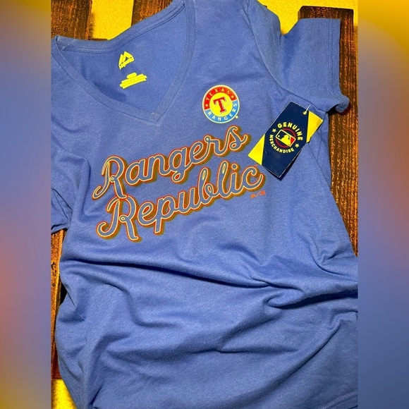 Majestic Blue Texas Rangers Short Sleeve Tee with Graphic Design, NWT, large - Picture 1 of 2